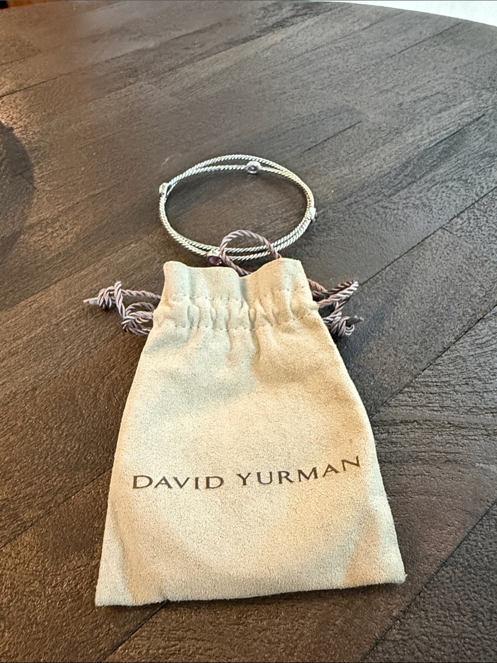 David Yurman Two-Tone Cable Bracelet with amethyst and Silver Accents